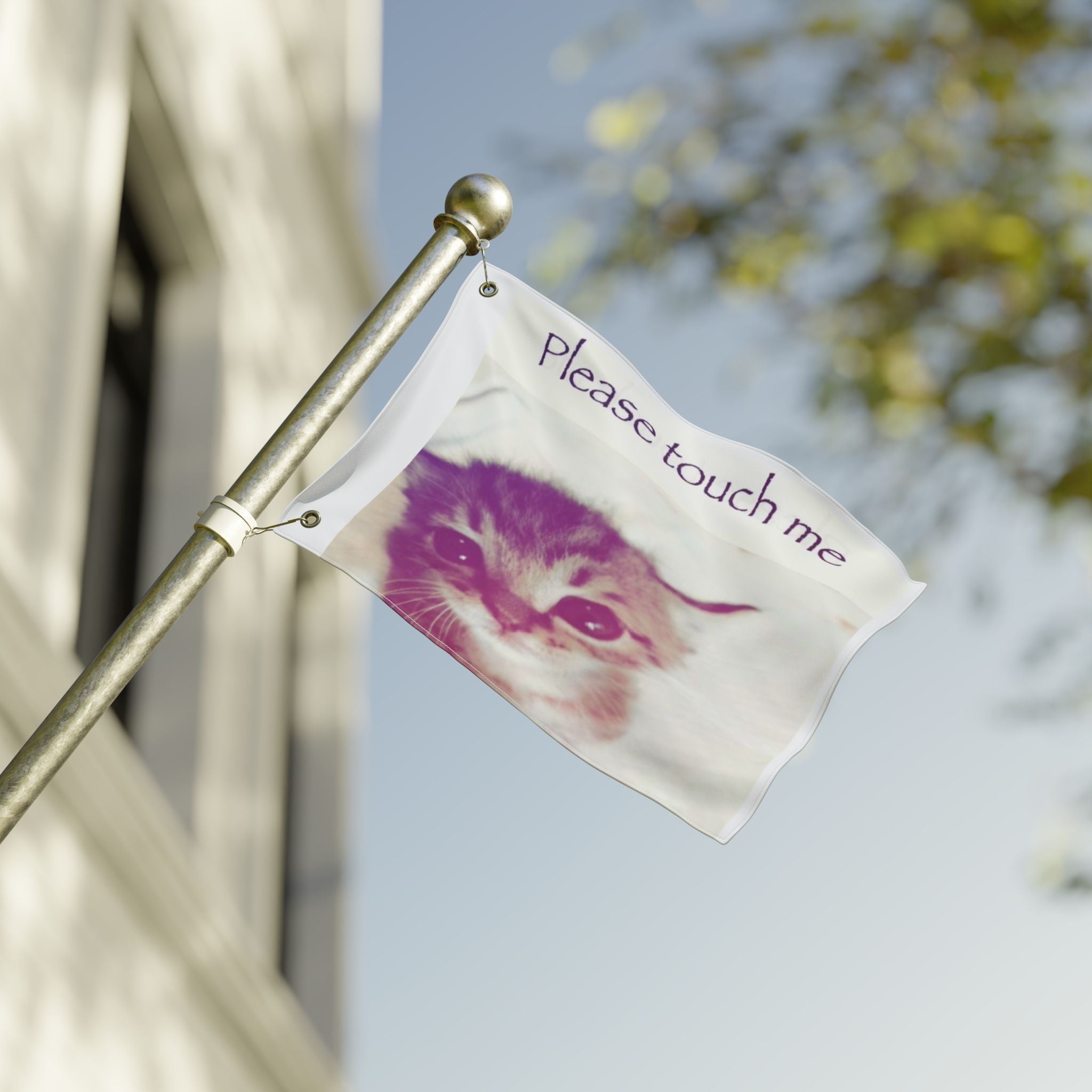 Please Touch Me Double-Sided Cute Kitten Garden Banner - Unsupervised