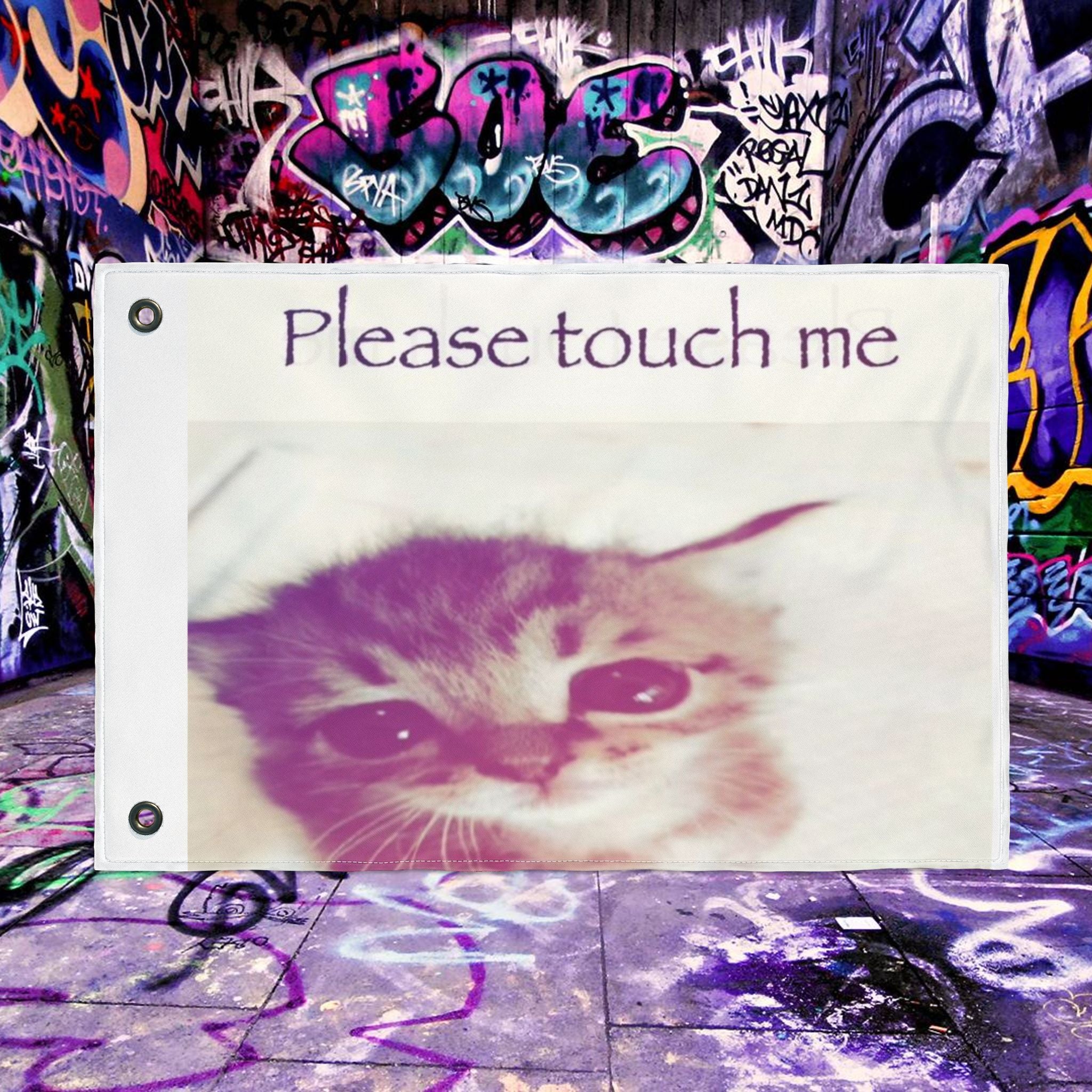 Please Touch Me Double-Sided Cute Kitten Garden Banner - Unsupervised
